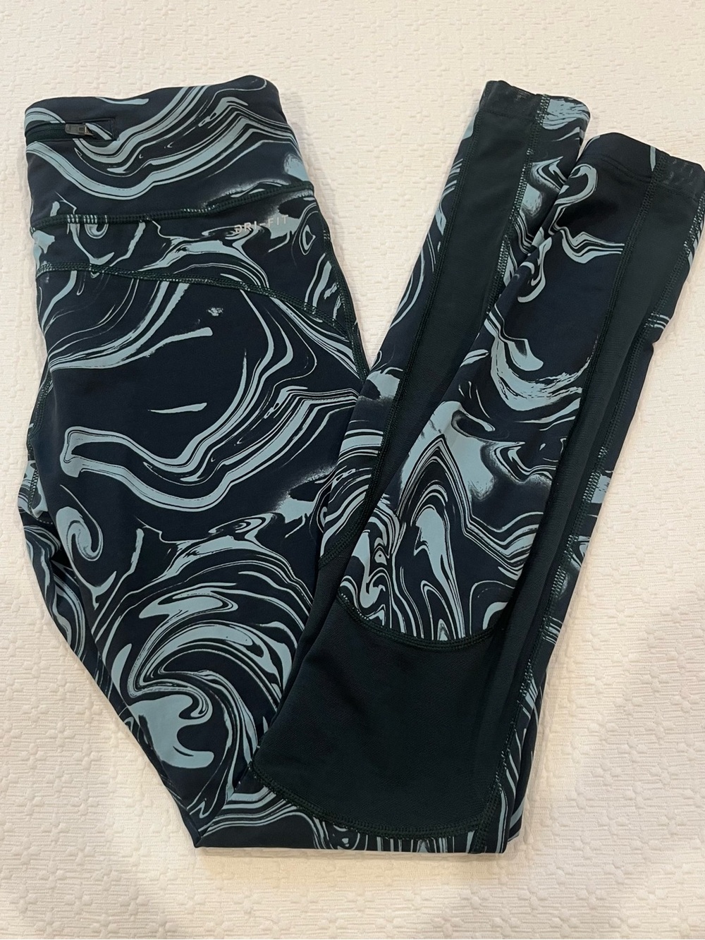 Nike Dri-fit Women’s Black & Gray Swirl-Print Leggings